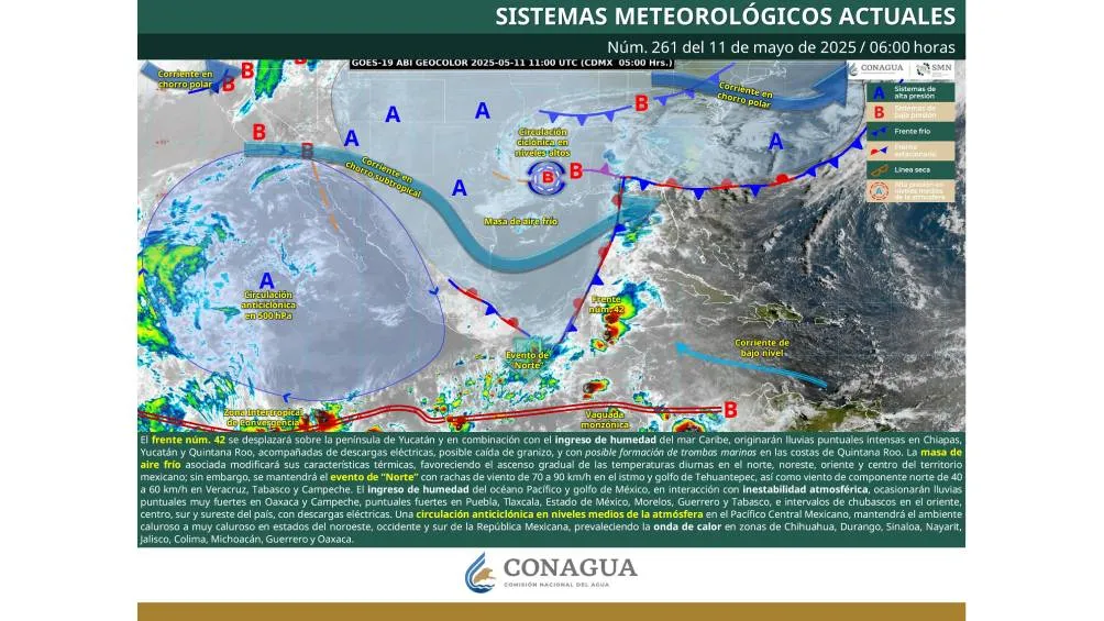 Así el pronóstico del clima para hoy, según la Conagua/SMN
