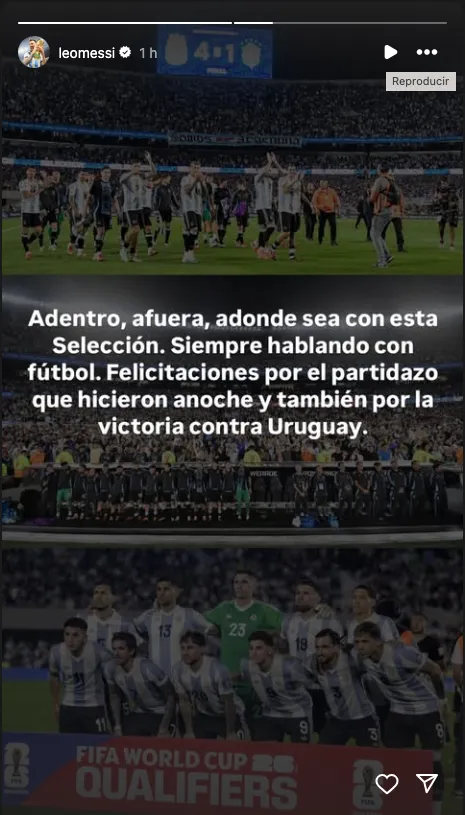 Así fue el mensaje de Messi en redes sociales