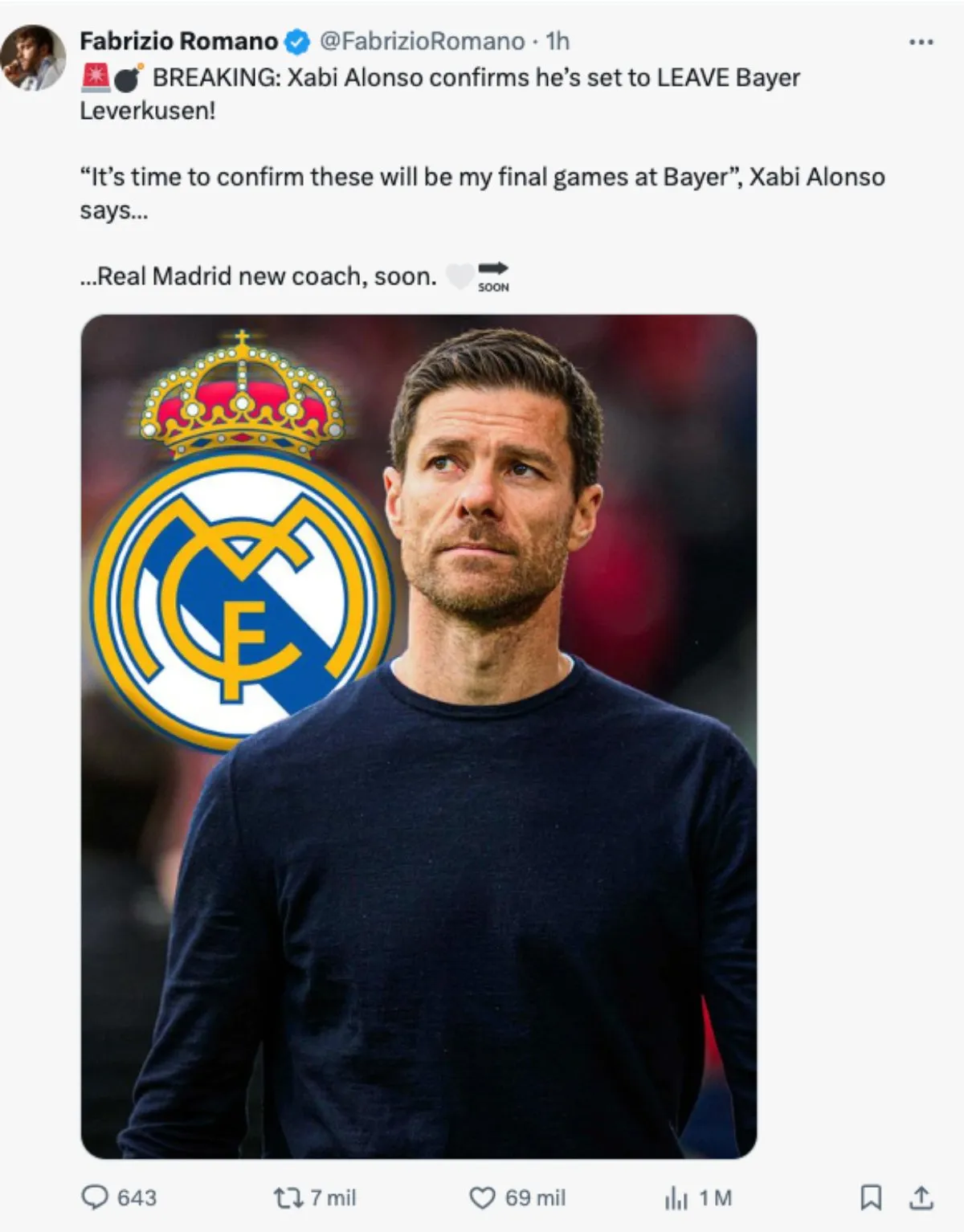 Captura de pantalla | @FabrizioRomano