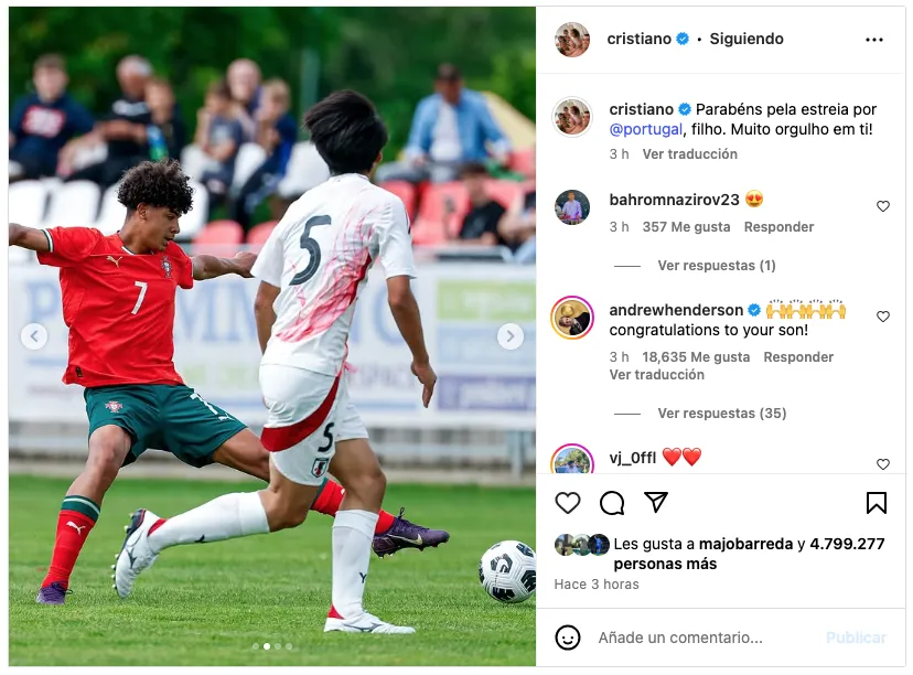 Así celebró CR7 a su hijo