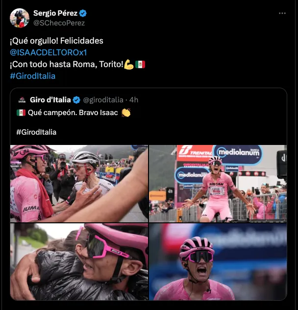 Checo Pérez felicitó a Isaac