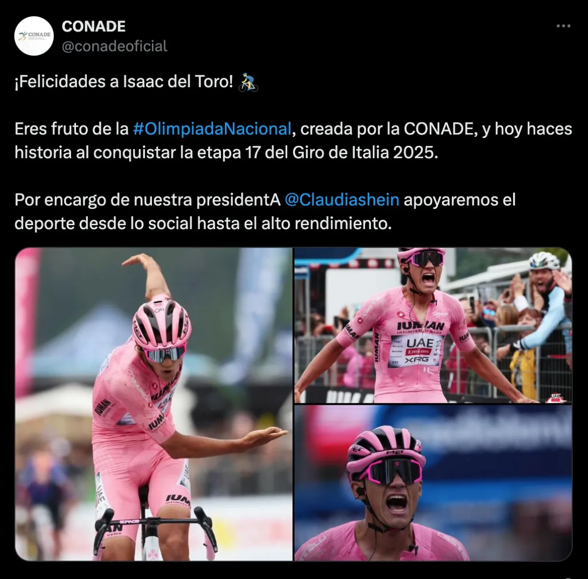 Felicitación del organismo | @conadeoficial