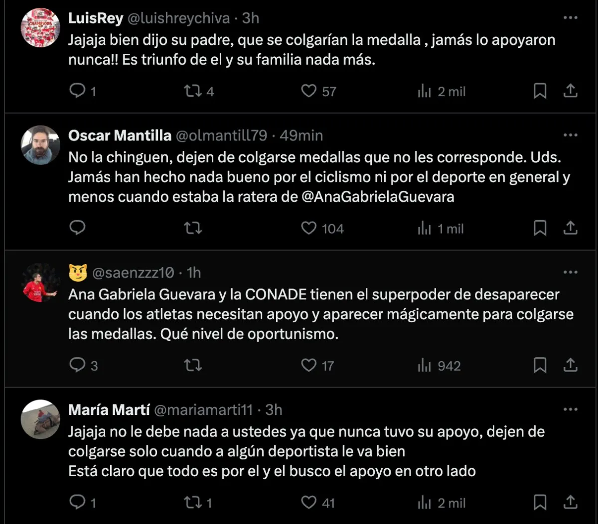 Mensajes en contra de Conade | Captura de pantalla