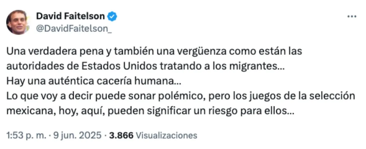 Mensaje de Faitelson | Captura de pantalla: X