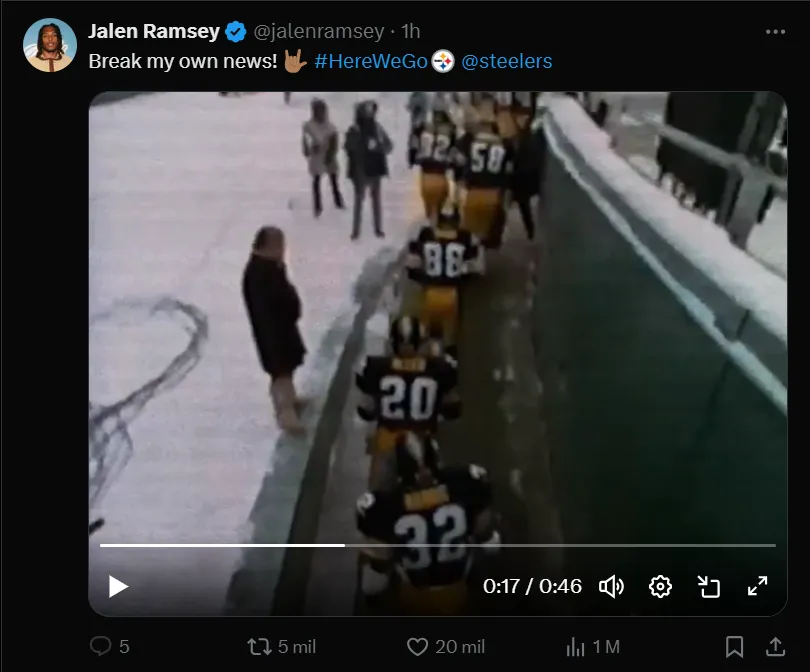 Fue el propio Ramsey el que anunció su llegada a Steelers