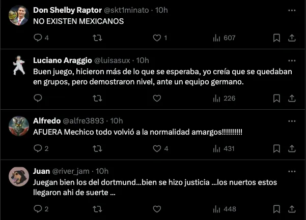 Así fueron algunos de los comentarios