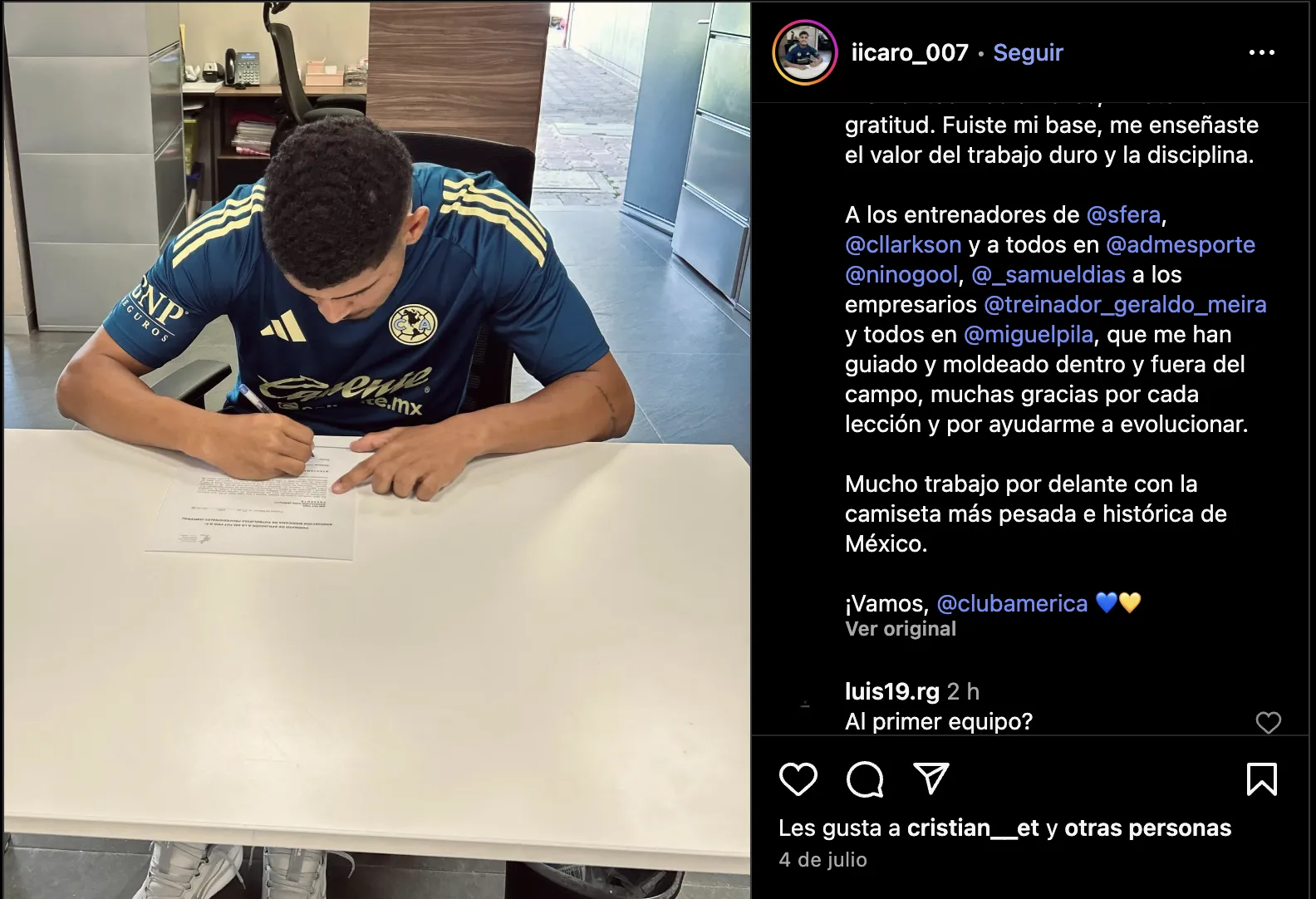 El mensaje del brasileño en sus redes sociales | @iicaro_007