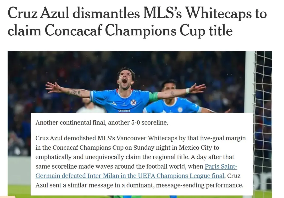 The New York Times comparó la goleada con la de PSG