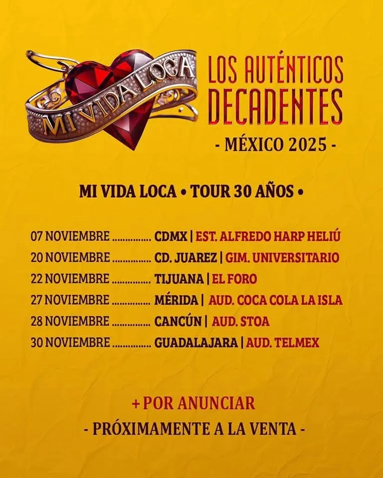 La gira de los argentinos está contemplada para noviembre / FB: @AutenticosDecadentes