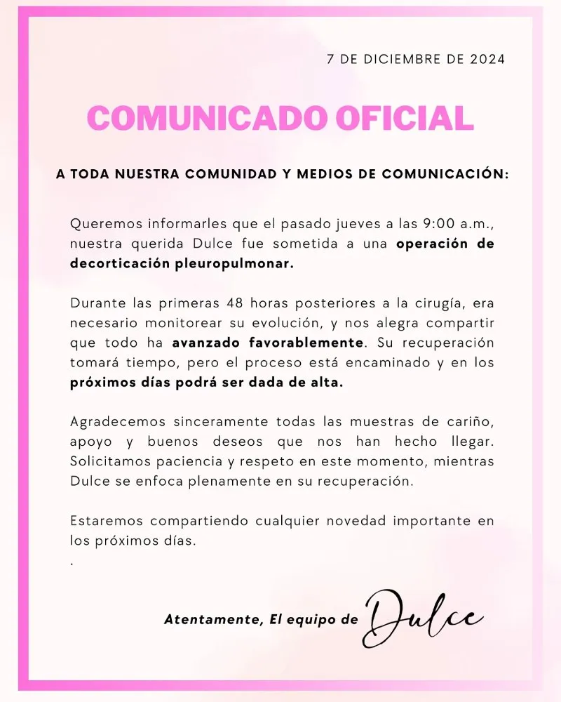 La cantante estaba informando al público sobre su estado de salud / LaCantanteDulce