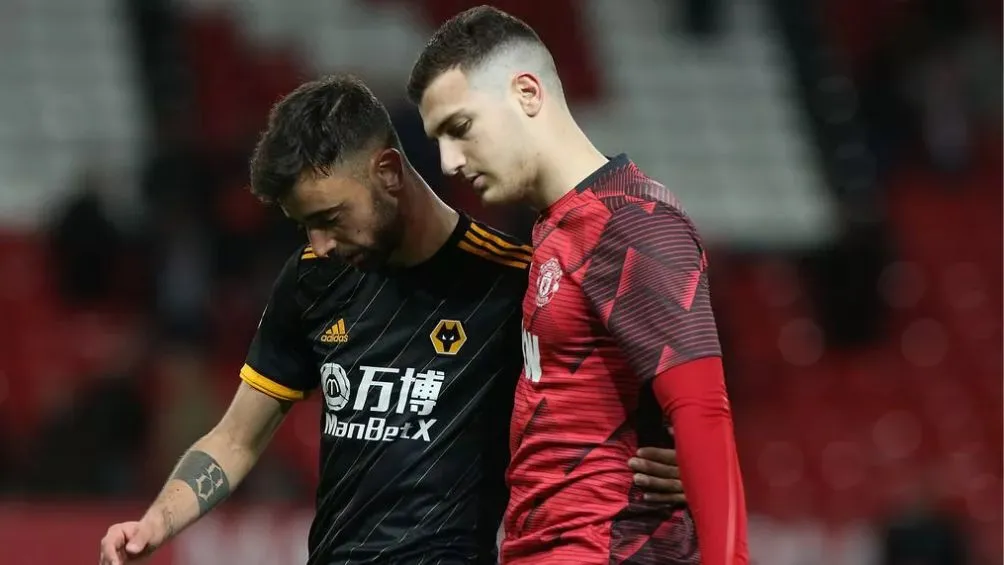 Bruno Fernandes y Diogo Dalot | AP
