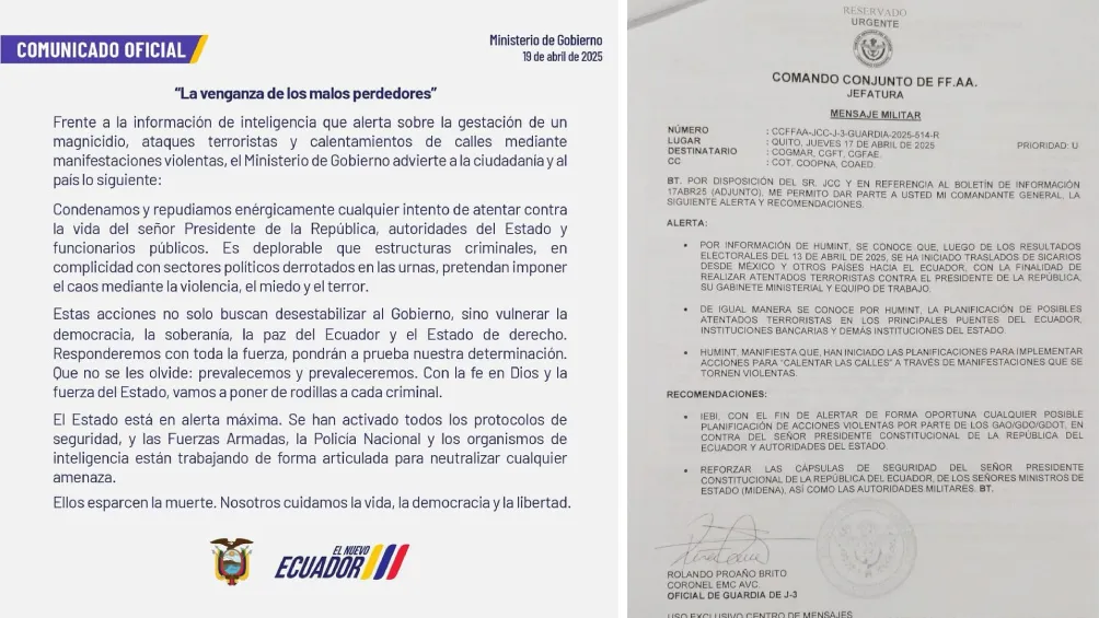 Ecuador dio a conocer un plan para eliminar al presidente Daniel Noboa / Redes Sociales