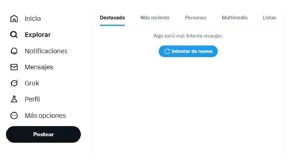 Los mensajes y el feed no cargaban bien/X