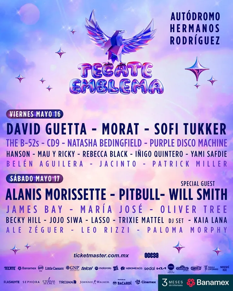 Así quedaron los artistas repartidos por día / FB: @TecateEmblema