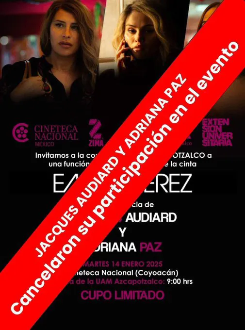 La proyección y encuentro con el público se canceló de último momento / Redes Sociales