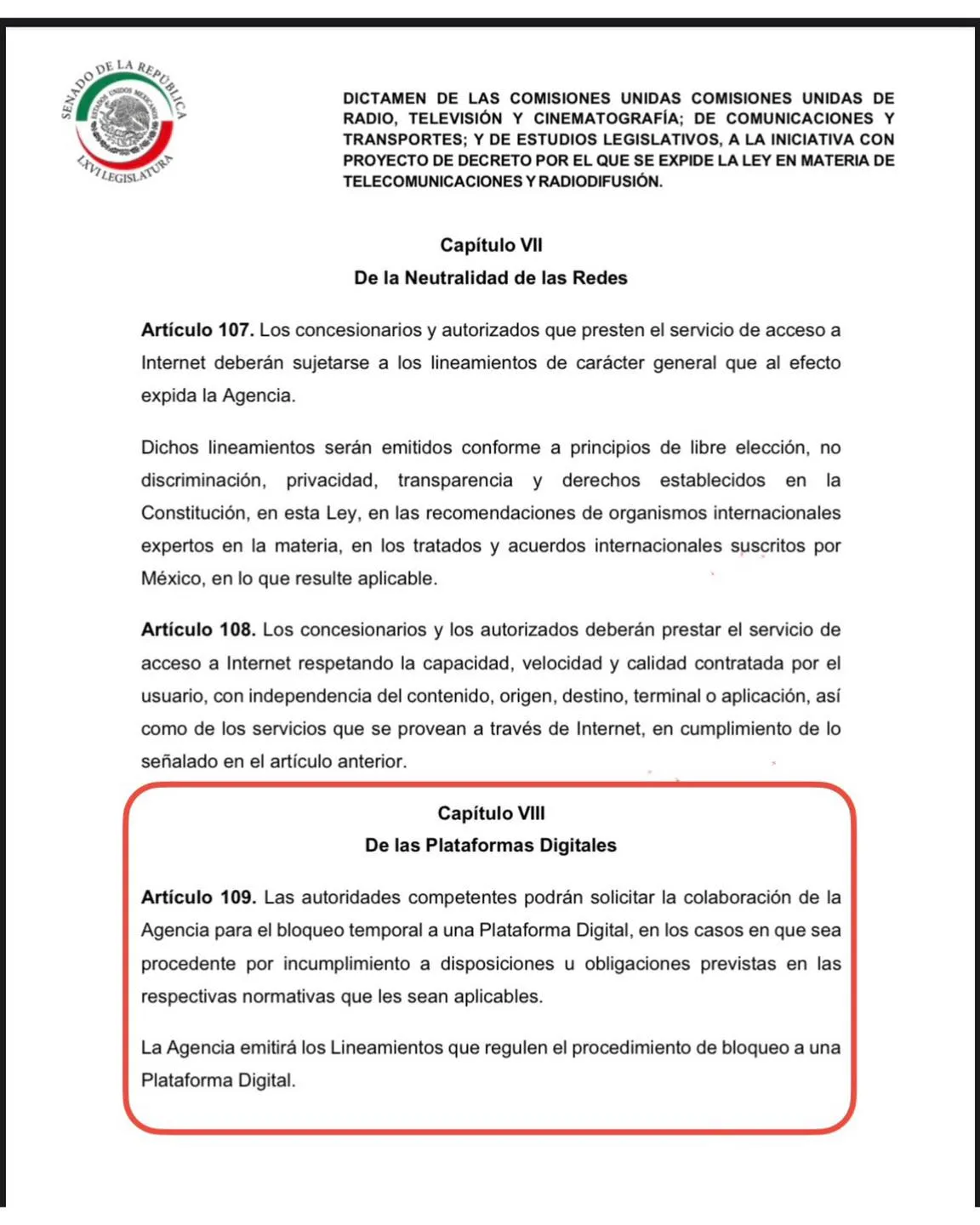Los cambios al Artículo 109 lanzó preocupación / Redes Sociales