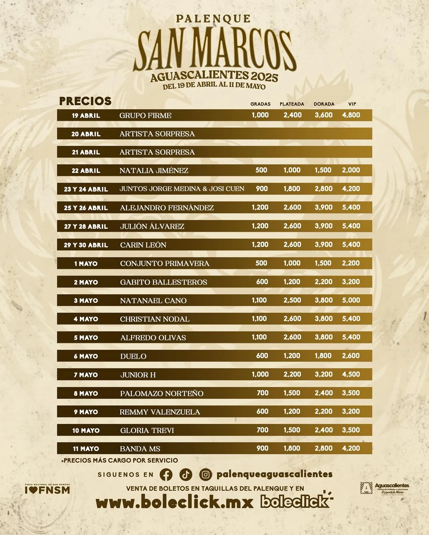 Estos son los precios de los boletos del Palenque Aguascalientes / FB:@PalenqueAguascalientes