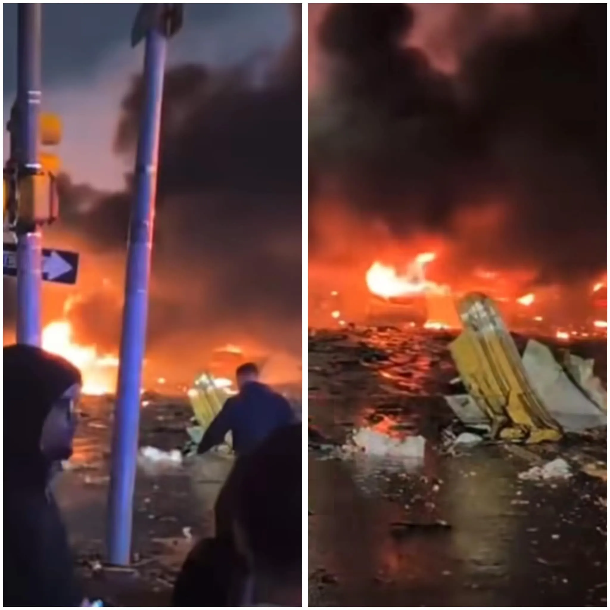 Las calles quedaron incendiadas tras la caída del avión / Redes Sociales