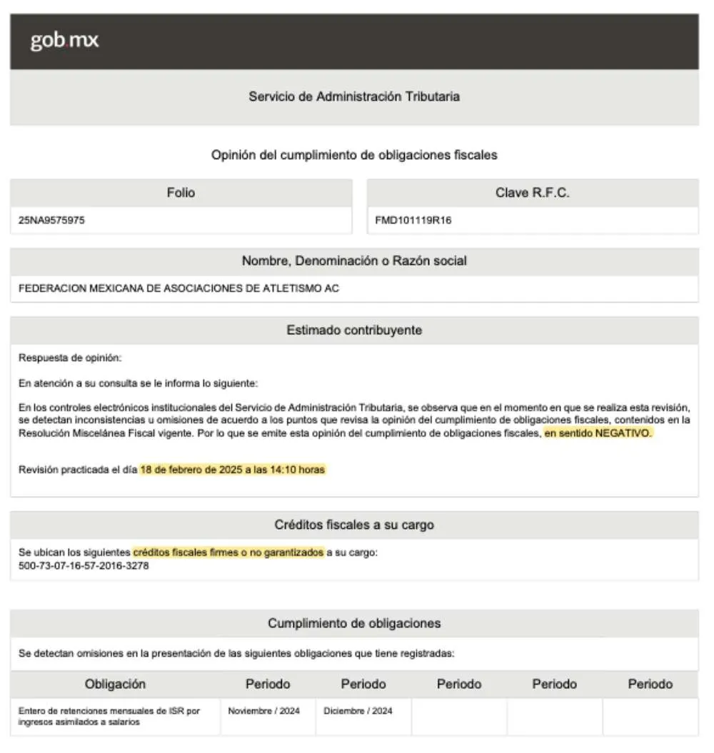 La FMAA tiene saldo negativo en su revisión de cumplimiento de obligaciones fiscales