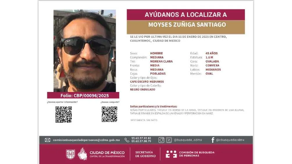 Gobierno de CDMX ya lanzó una ficha de búsqueda/Gobierno CDMX