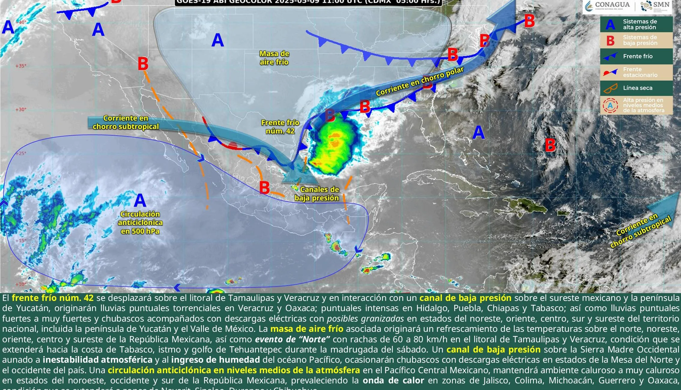 Estas son las afectaciones del Frente Frío 42 este viernes / Especial