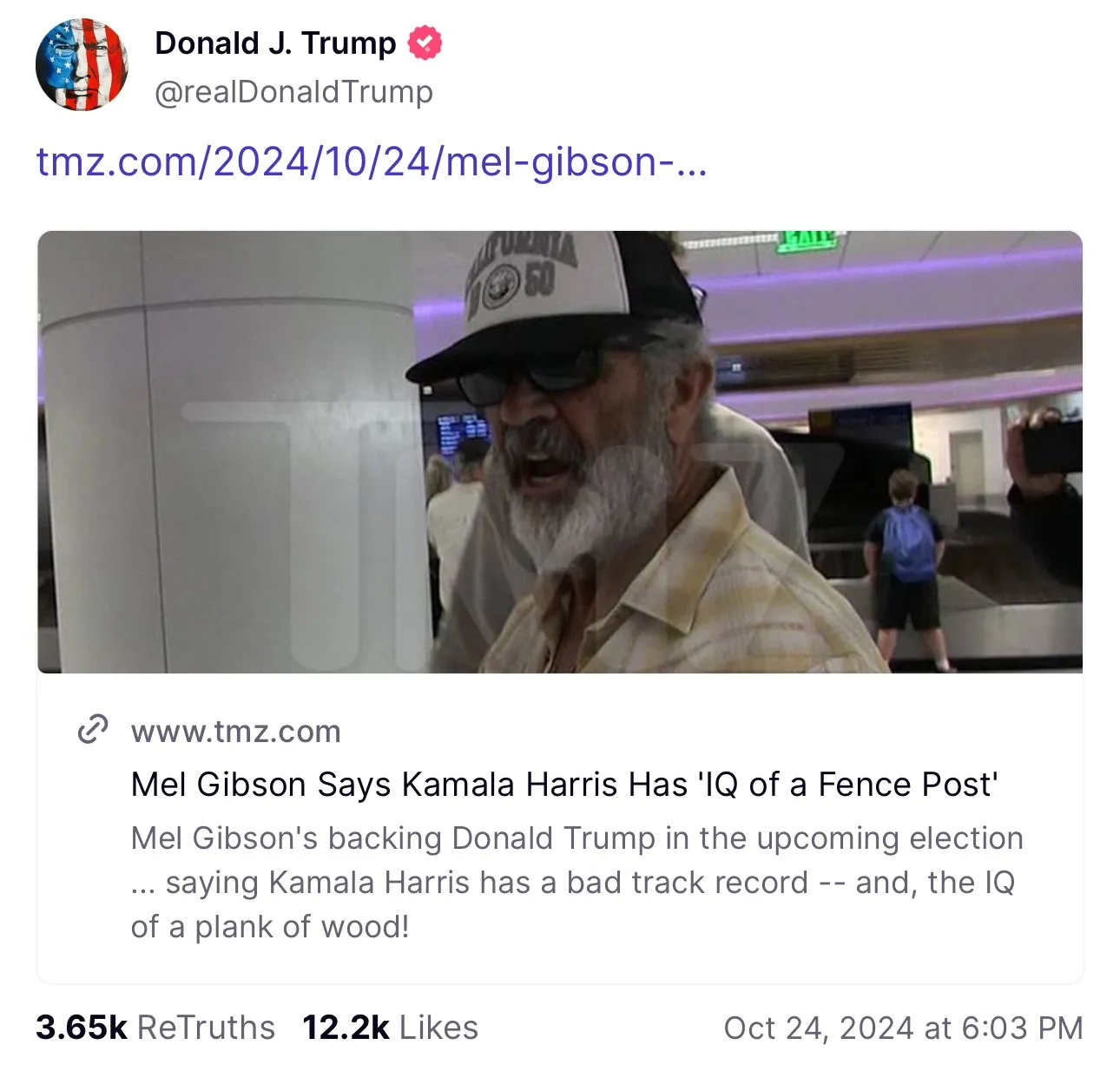 Trump anteriormente ha compartido las opiniones y posiciones de los actores en su red social