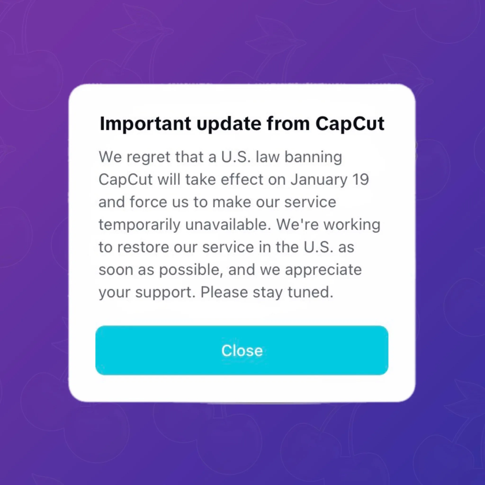 Anuncio de la aplicación para sus usuarios