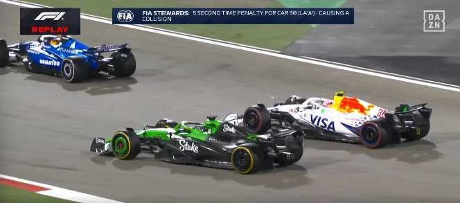 Lawson chocó con Stroll y Hulkenberg en Bahréin