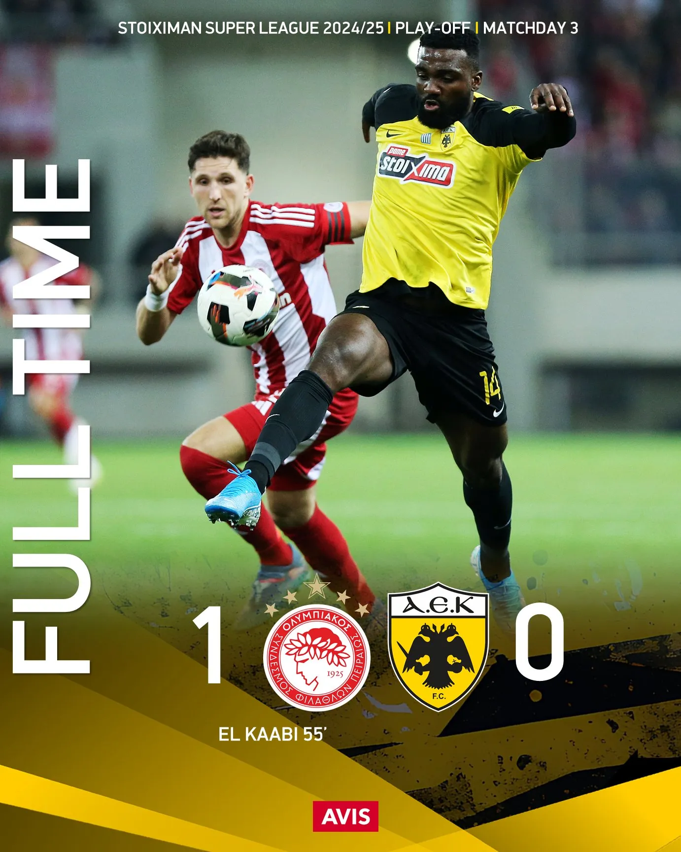 AEK cayó por la mínima diferencia en su visita a Olympiakos