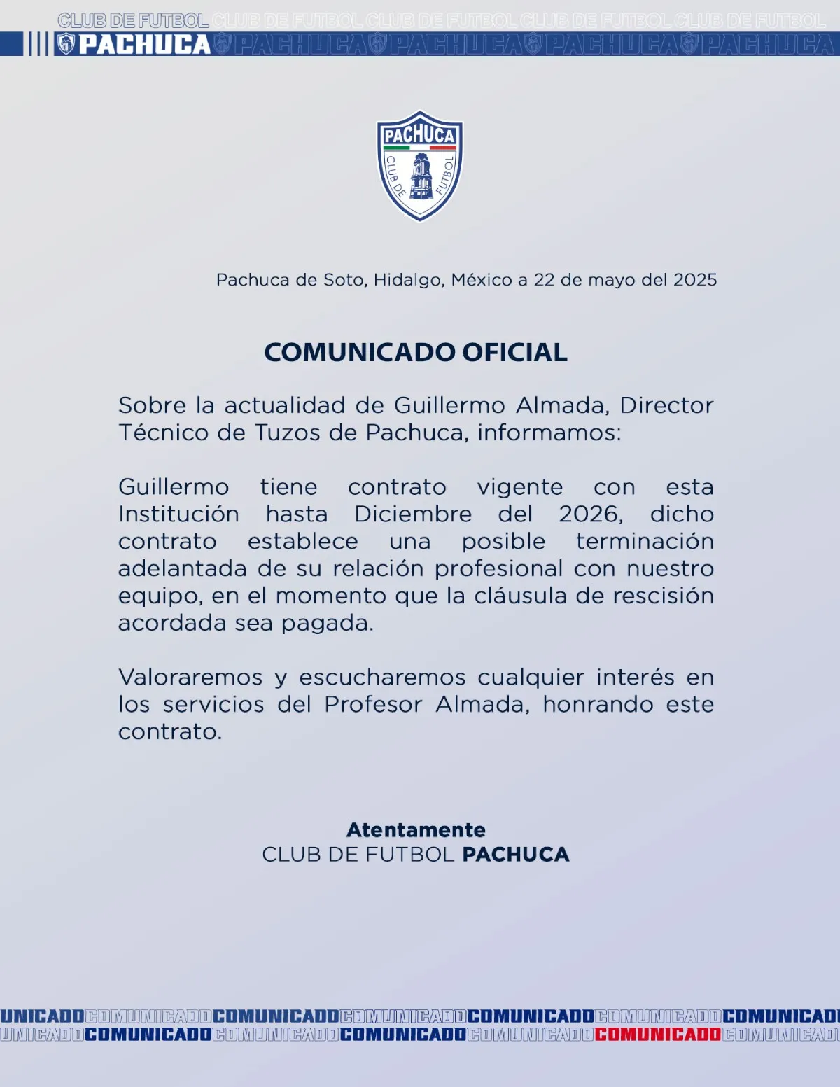Comunicado de Pachuca | @Tuzos