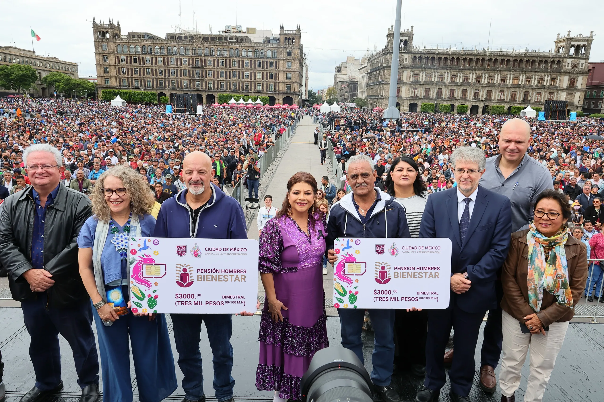 Clara Brugada durante su conferencia de prensa dedicada al programa Pensión Hombres Bienestar de 60 a 64 años. / X: ClaraBrugadaM