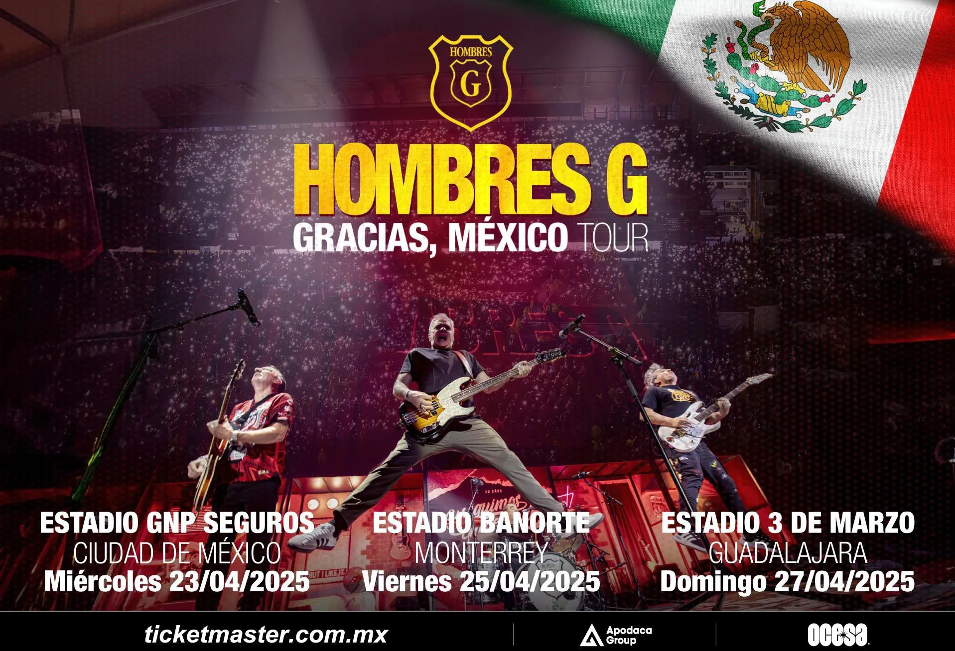 Los Hombres G tienen tres presentación en México / FB: @hombresgoficial