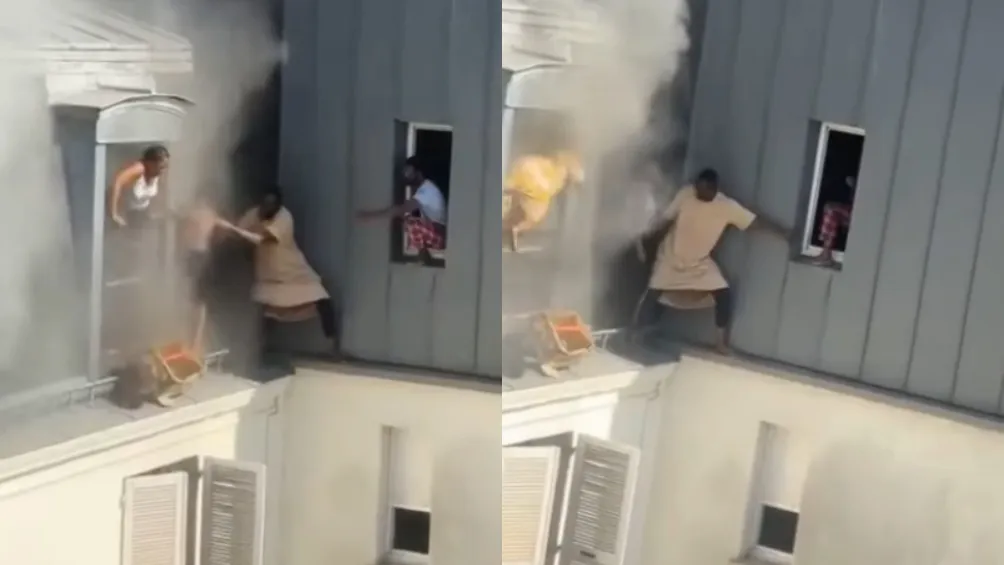 El hombre rescató a niños y adultos de un último piso / Redes Sociales