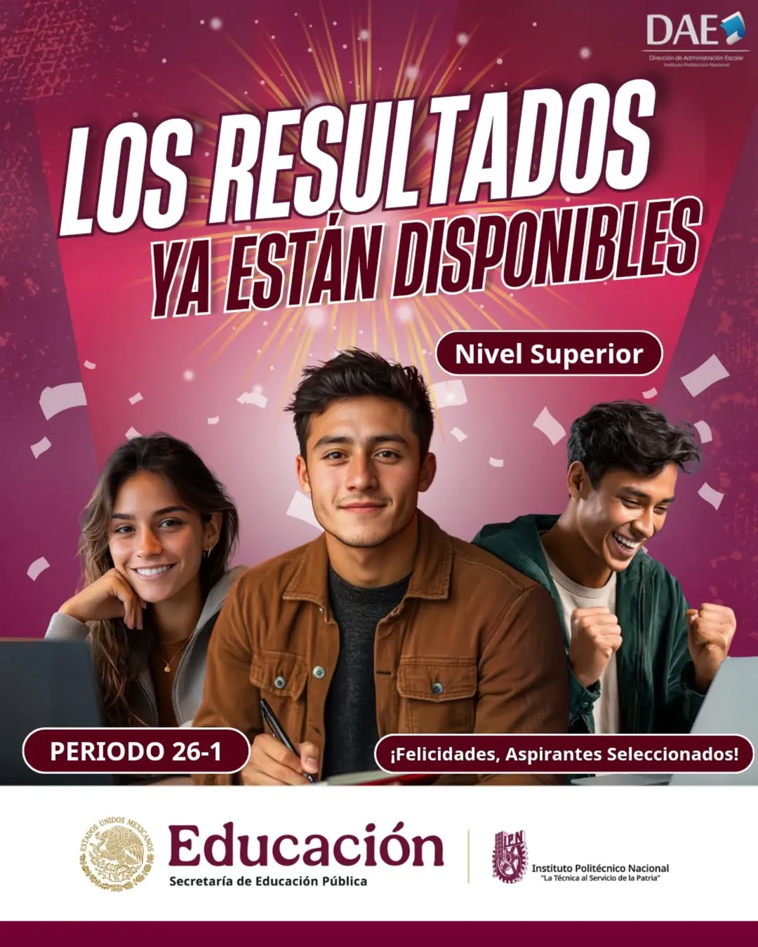 Felicidades a todos los estudiantes que lograron colocarse en alguna carrera / Redes Sociales