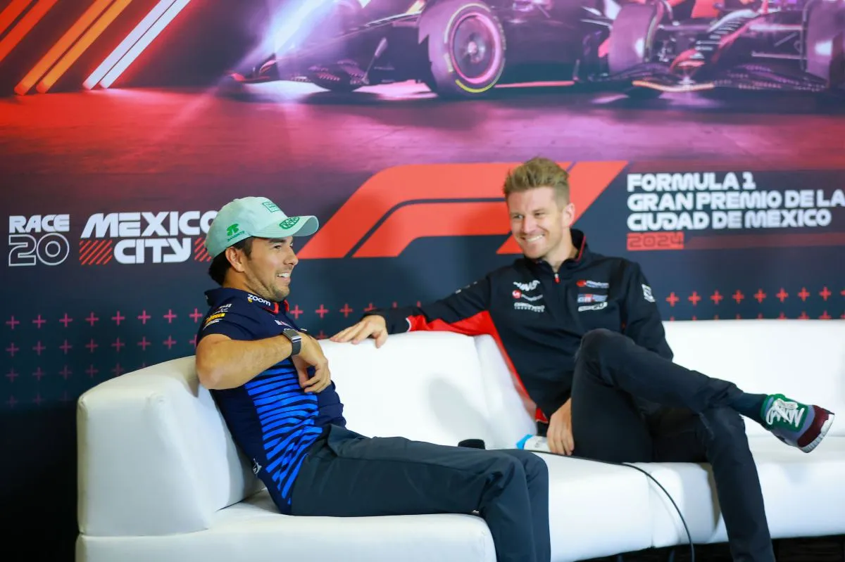 Checo con Nico Hulkenberg en el GP de México