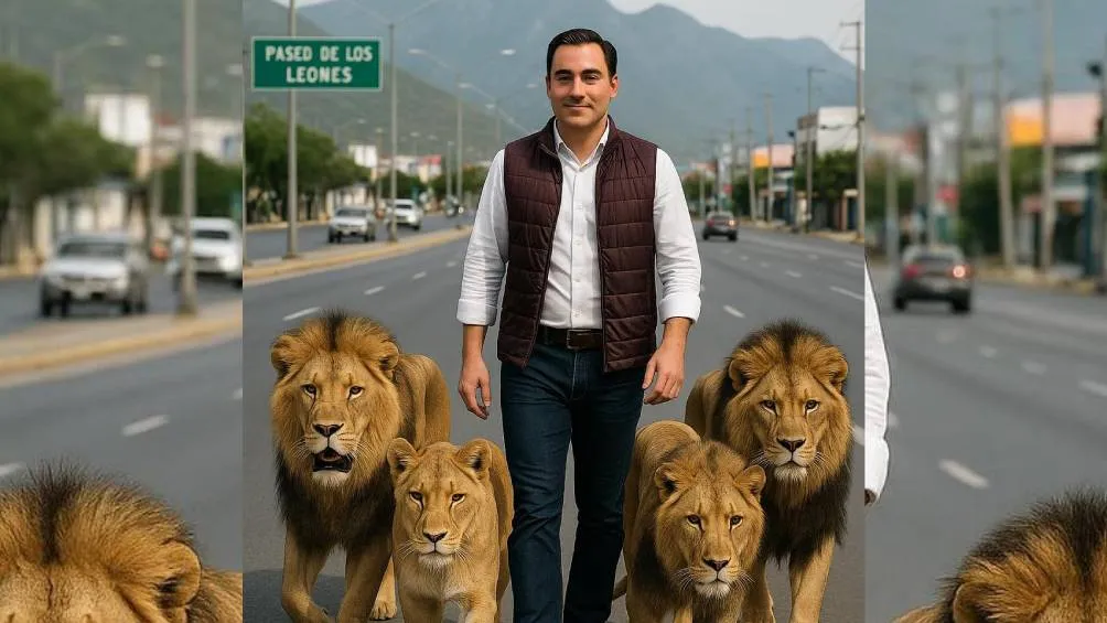 Lo que parecía una tarde tranquila de convivencia con animales rescatados terminó en susto para el alcalde de García, Nuevo León, Manuel Guerra Cavazos/Redes Sociales