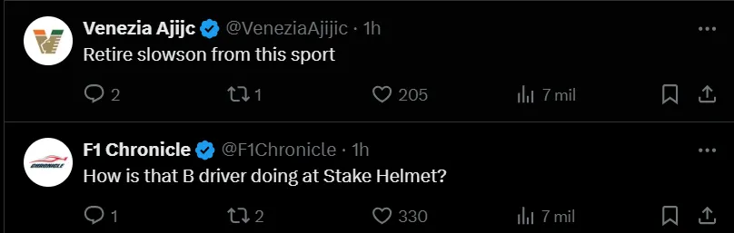 Los usuarios compararon a Lawson con Bortoleto