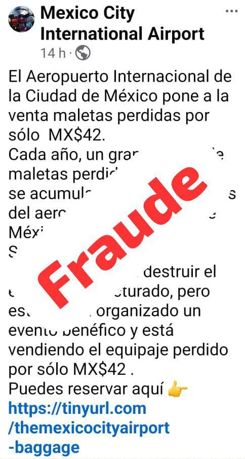 El AICM está alertando de esta trampa que podría robarte tus datos / FB: @AICMmx
