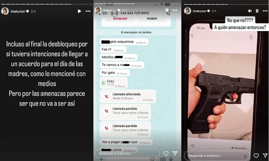 Estas son las pruebas que presentó Imelda sobre las amenazas en su contra / FB: @MaribelGuardia