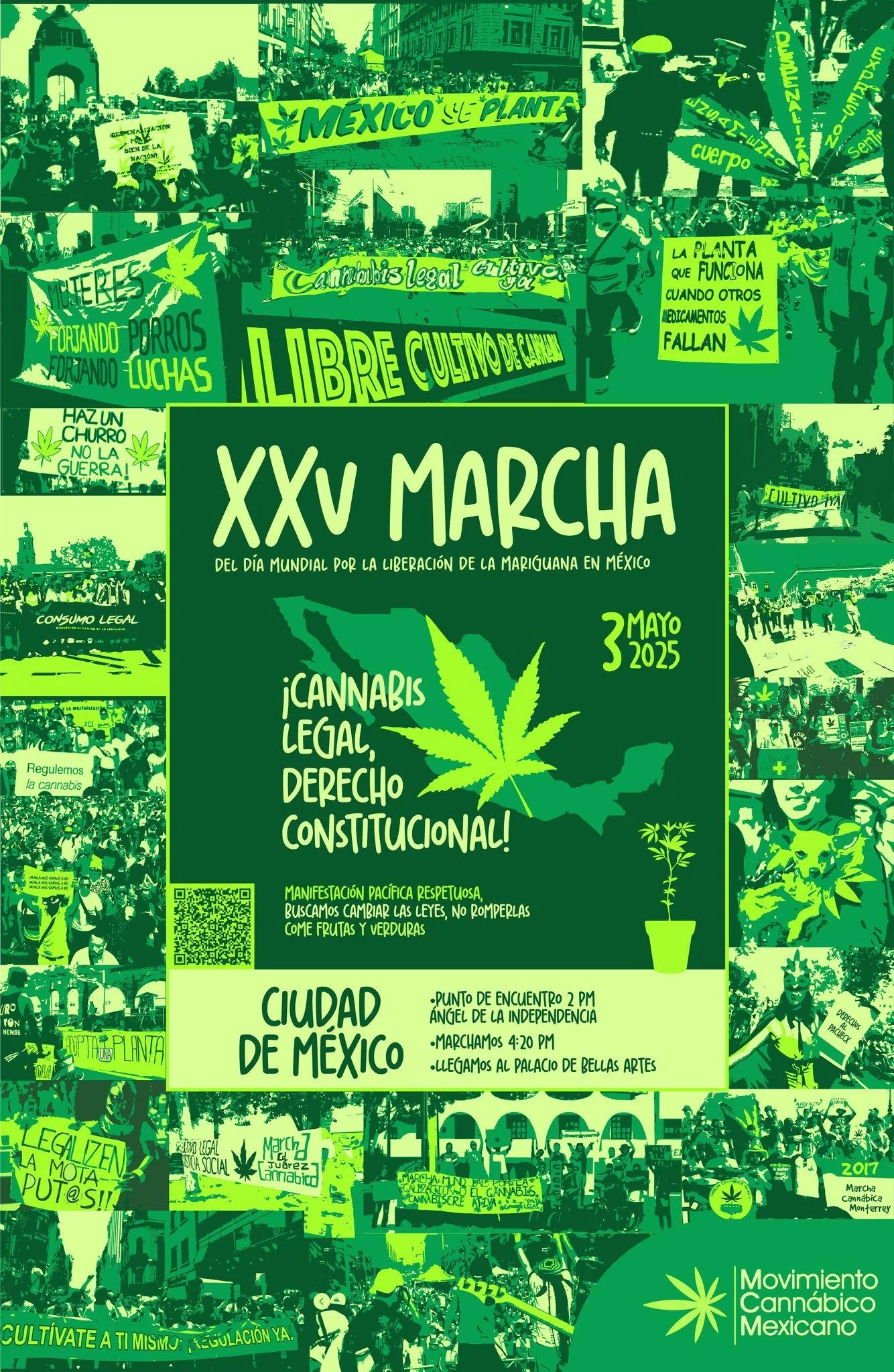 La Marcha Canábica será el próximo 3 de mayo / FB: @MovimientoCannabicoMexicano