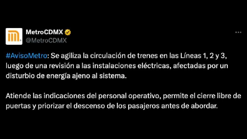 El Metro informó que ya se encontraba trabajando para resolver la situación/X