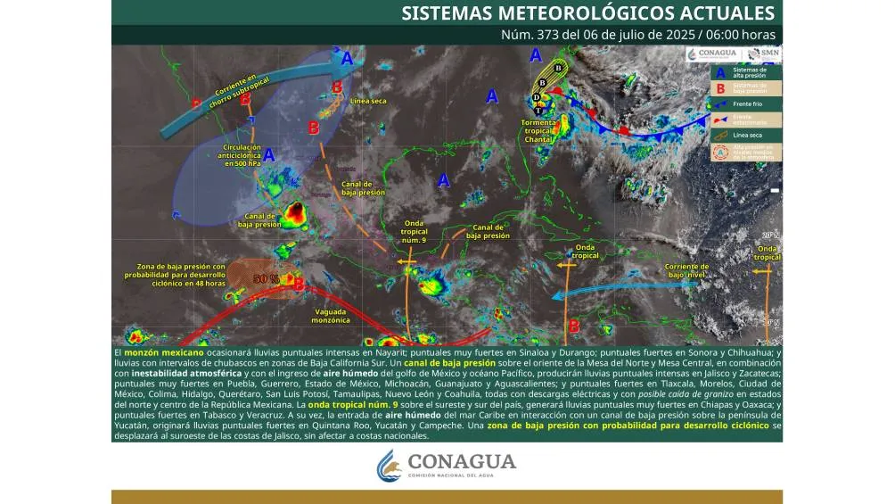 Así pinta el estado del tiempo para hoy 6 de julio/SMN