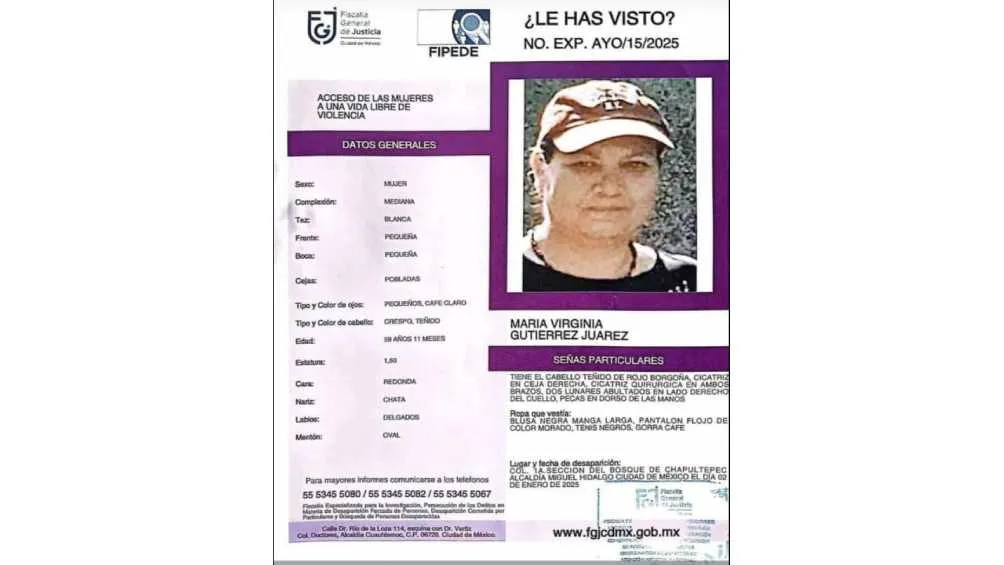 Autoridades ya han emitido fichas de búsqueda para encontrar a María Virginia/X