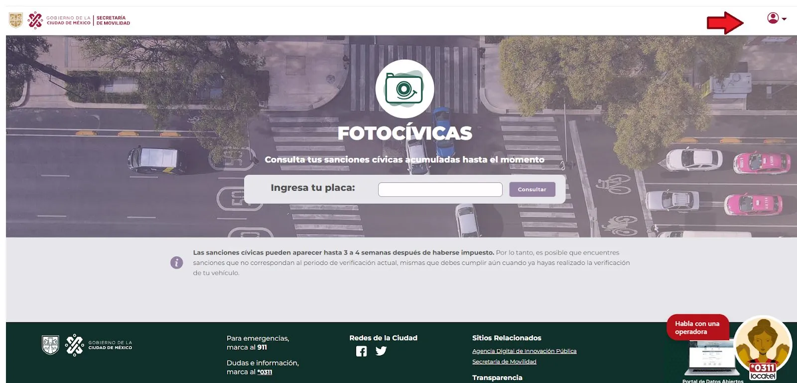 Esta sería la página revisar si tienes alguna multa / Especial