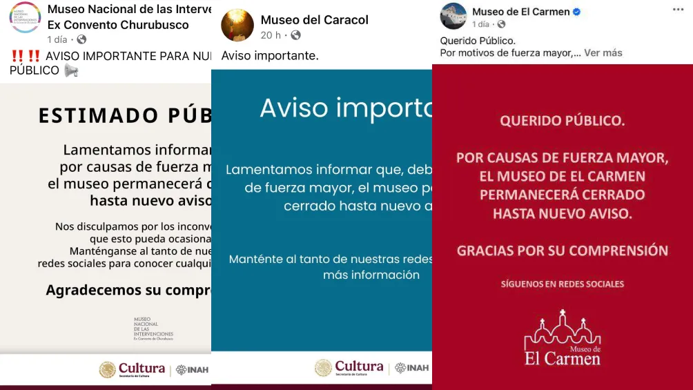 Por medio de sus redes, varios museos avisaron de sus cierres / Redes Sociales