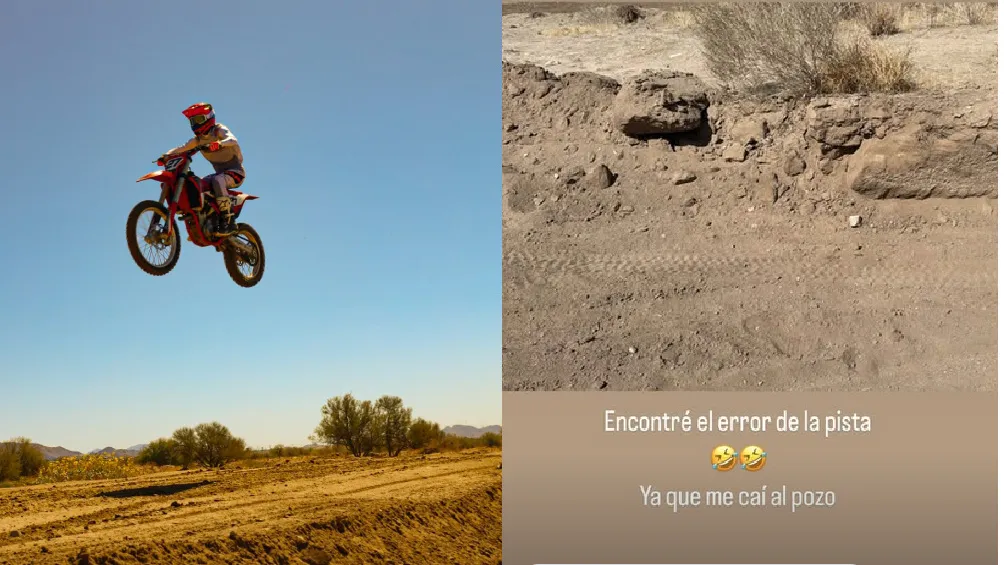 Tras brincar la rampa de arena se fue contra un pequeño muro / IG: @natanael_cano