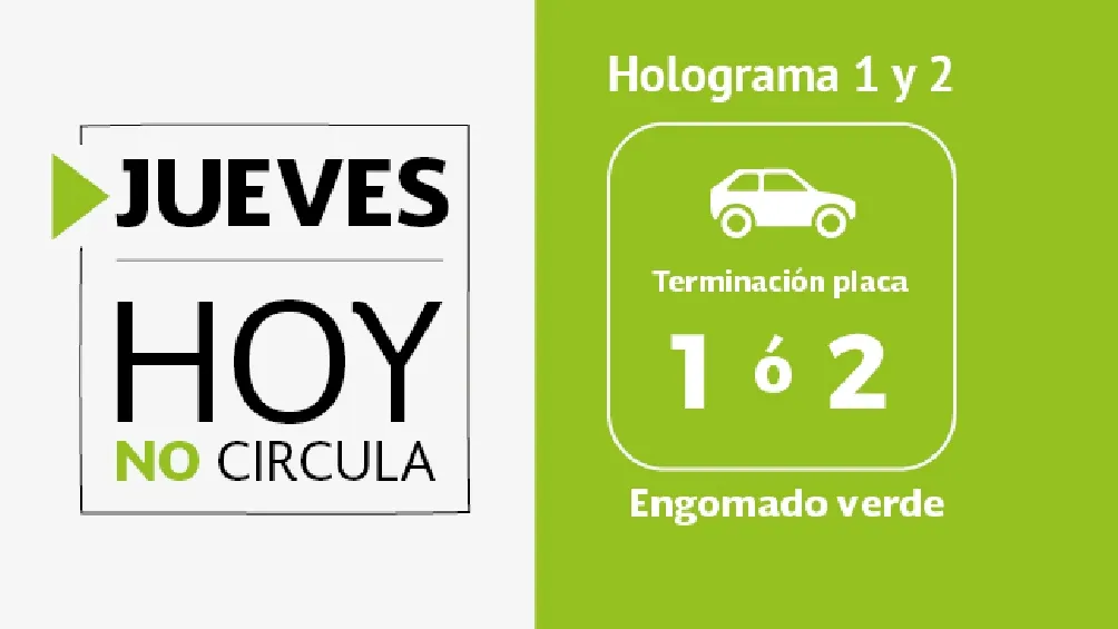 Los automóviles con engomado verde, holograma 1 y 2 no circularán/CAME