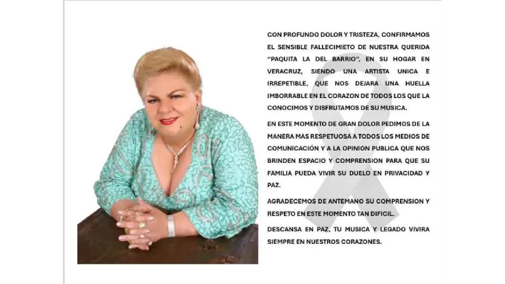 La noticia se dio a conocer en sus redes sociales oficiales/IG: @paquitaoficialb