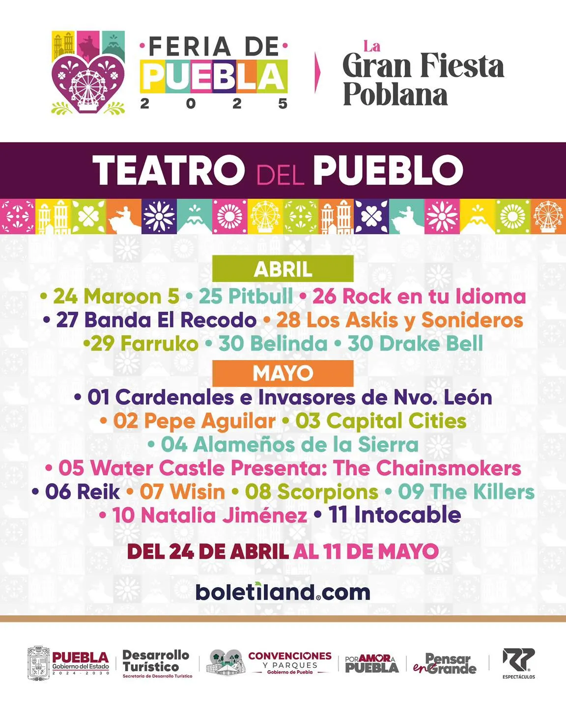 Estos artistas los podrás disfrutar por sólo 50 pesitos / FB: @LaFeriaDePuebla