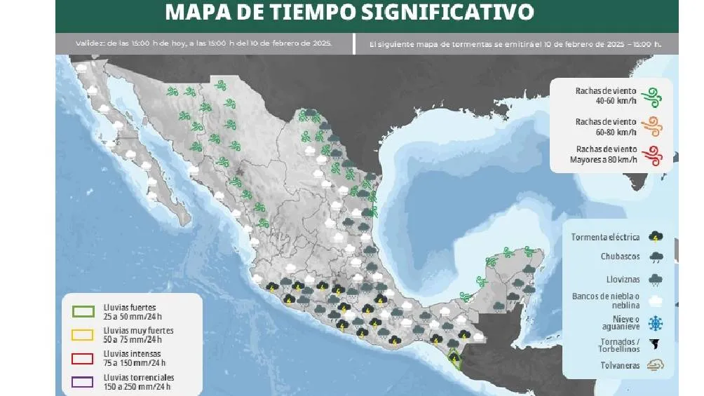 Se anticipa que los canales de baja presión en varias regiones de México. | CONAGUA